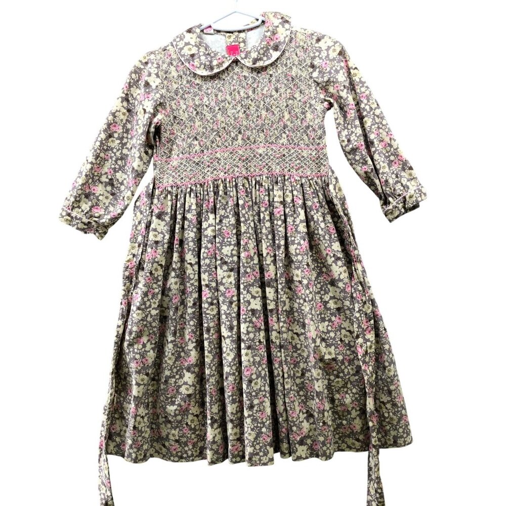 Claire & Charile Girls Size 7‎ Smocked Corduroy Dress Peter Pan Vintage Prairie